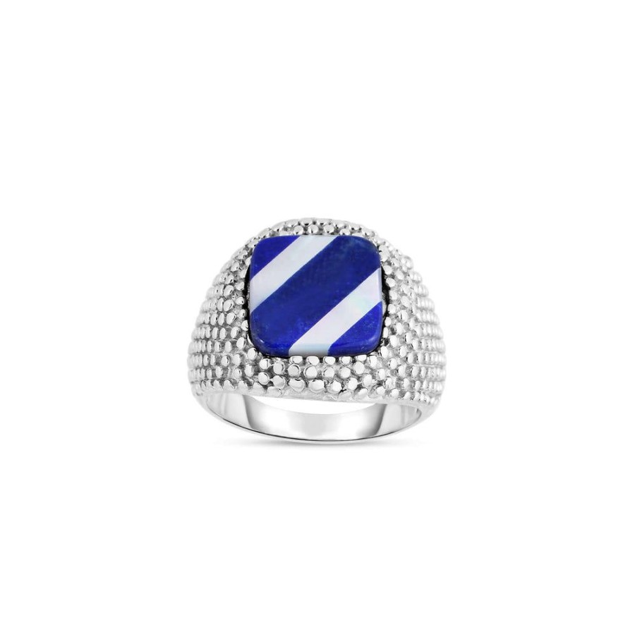 Men Phillip Gavriel | Silver Ring With Lapis And Mother Of Pearl