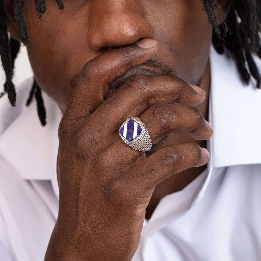 Men Phillip Gavriel | Silver Ring With Lapis And Mother Of Pearl