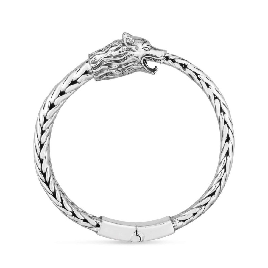 Women Phillip Gavriel | Woven Creatures Silver Wolf Bangle