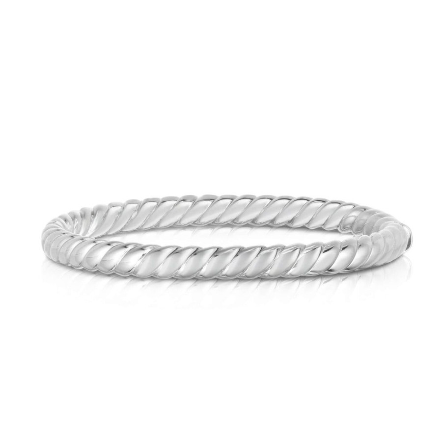 Women Phillip Gavriel | Silver Sculpted Cable 6Mm Bangle