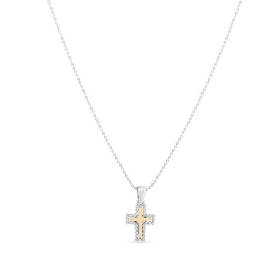 Women Phillip Gavriel | Silver & 18K Gold Beaded Cross Pendant