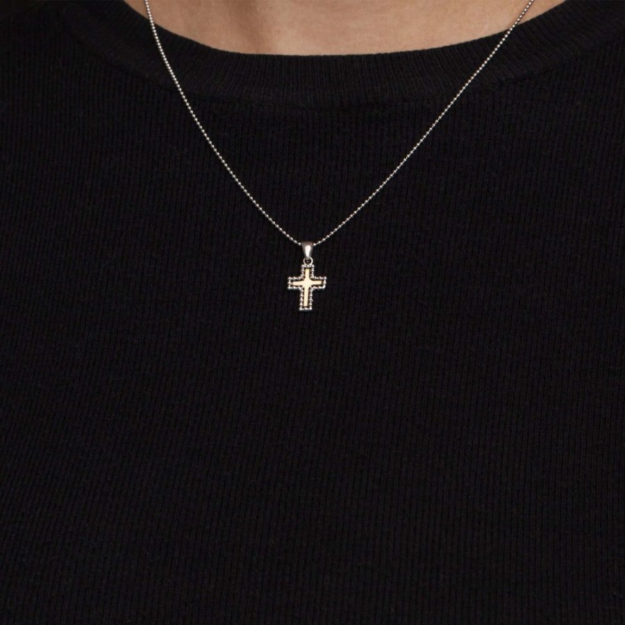 Women Phillip Gavriel | Silver & 18K Gold Beaded Cross Pendant