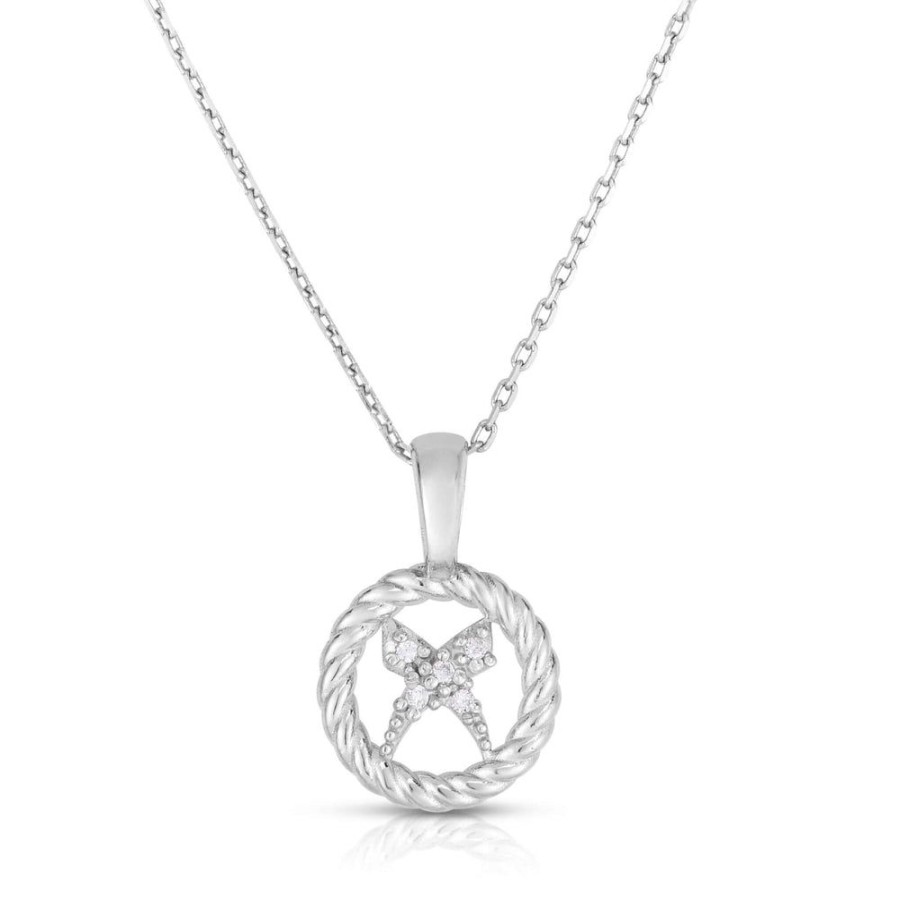 Women Phillip Gavriel | Sterling Silver & Diamond Mini Cable 'X' Necklace