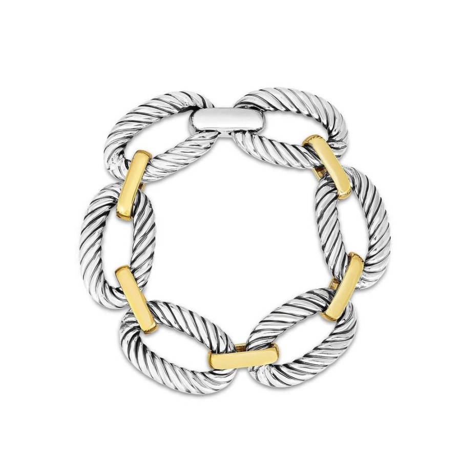 Women Phillip Gavriel | Silver & 18K Gold Thick Oval Cable Link Bracelet