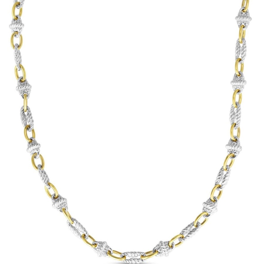 Women Phillip Gavriel | Silver & 18K Gold Victorian Cable Link Necklace