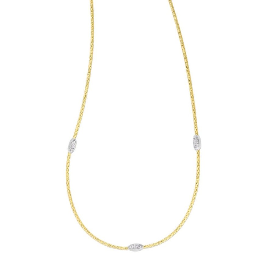 Women Phillip Gavriel | 14K Gold & Diamond Station Popcorn Chain Necklace