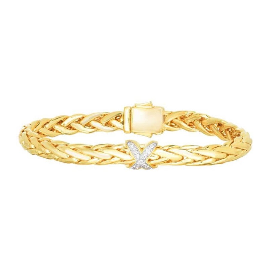 Women Phillip Gavriel | 14K Gold Large 9Mm Woven Diamond X Bracelet