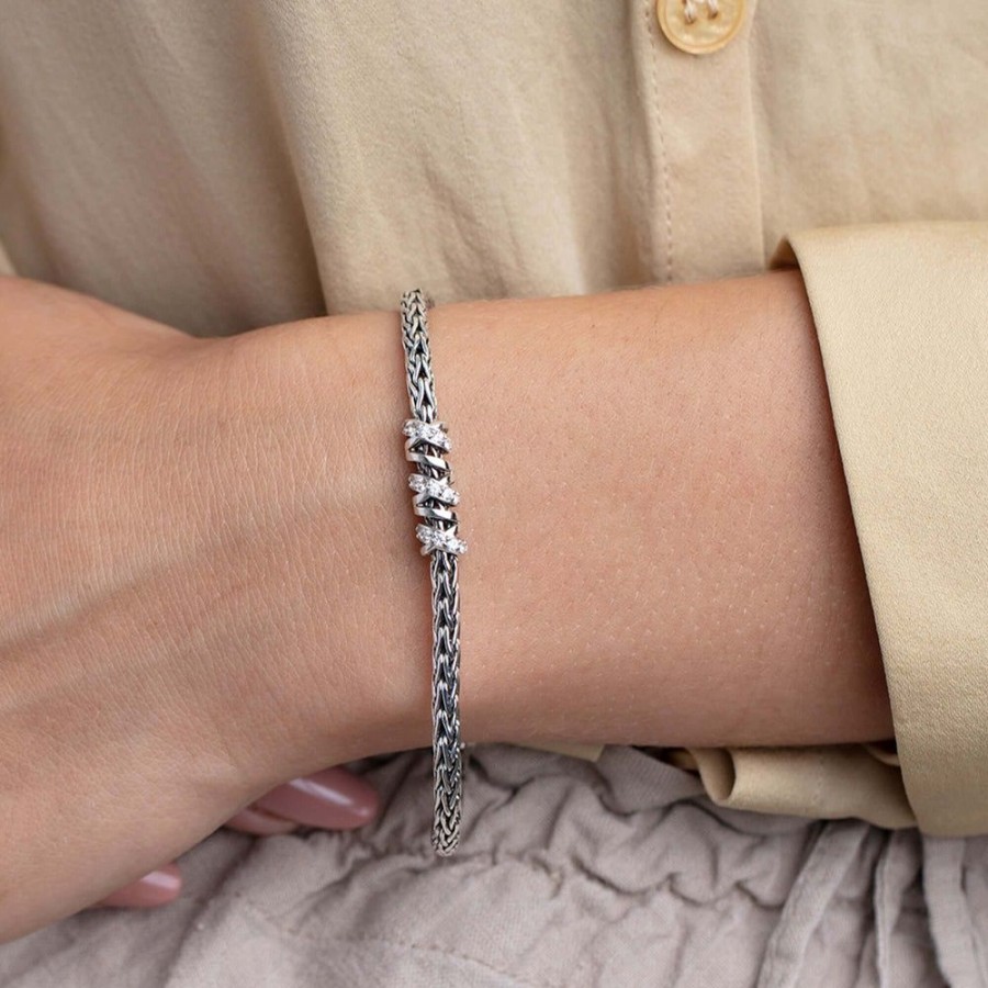 Women Phillip Gavriel | Silver & Sapphire Thin Woven Spiral Chain Bracelet