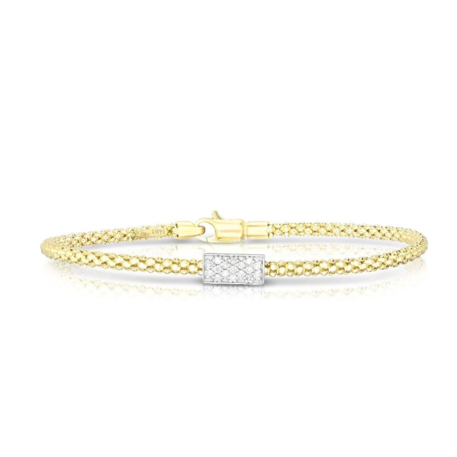 Women Phillip Gavriel | 14K Gold & Pave Diamond Station Popcorn Bracelet