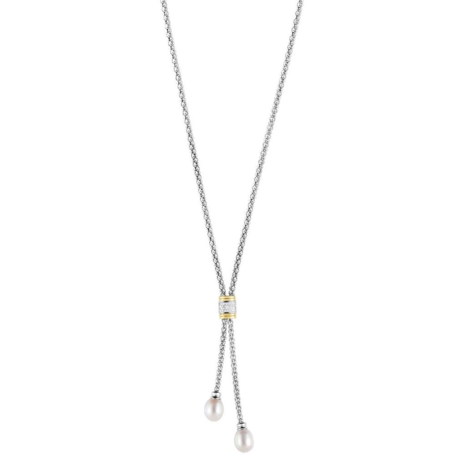 Women Phillip Gavriel | Silver & 18K Gold Diamond & Pearl Necklace