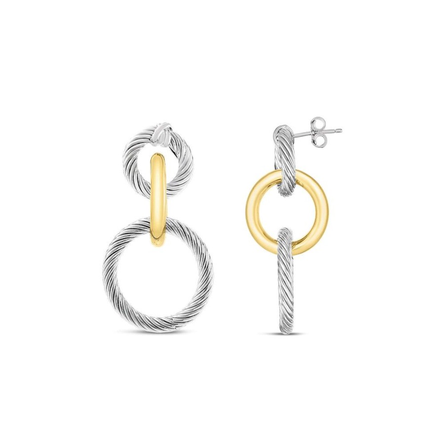 Women Phillip Gavriel | Silver & 18K Gold Triple Drop Earrings