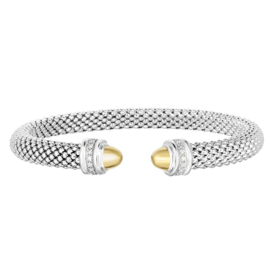 Women Phillip Gavriel | Silver & 18K Gold Popcorn Diamond Tips Bracelet