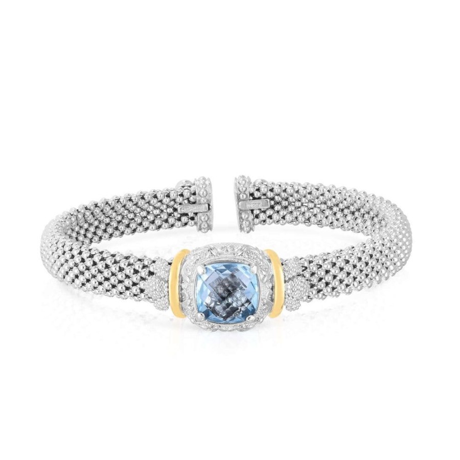 Women Phillip Gavriel | Silver & 18K Gold Cushion Cut Gemstone Bracelet