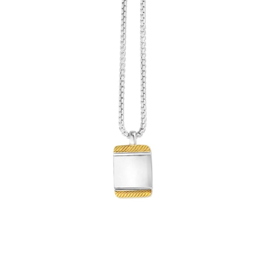 Women Phillip Gavriel | Sterling Silver & 18K Gold Cable Tag Necklace