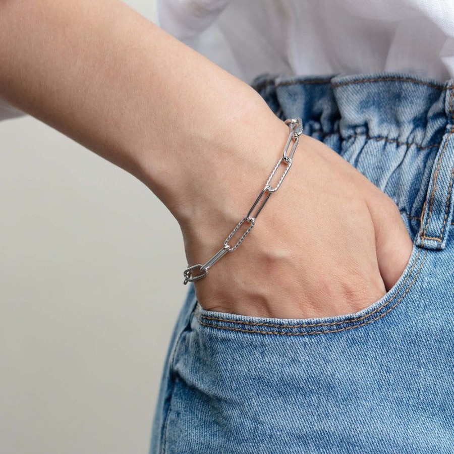 Women Phillip Gavriel | Silver Twisted Cable Paperclip Bracelet