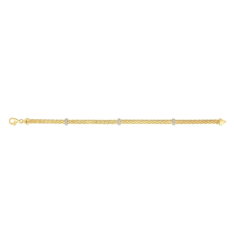 Women Phillip Gavriel | 14K Gold & Diamond Woven Chain Thin Bracelet