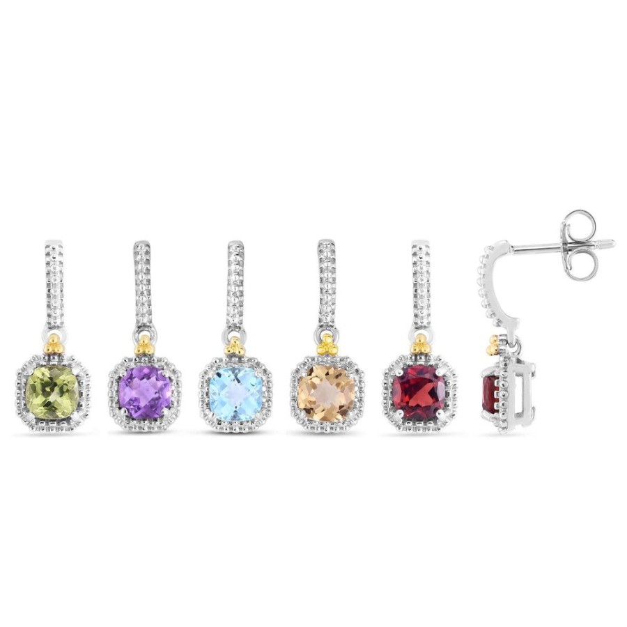 Women Phillip Gavriel | Silver & 18K Gold Gemstone Mini Drop Earrings