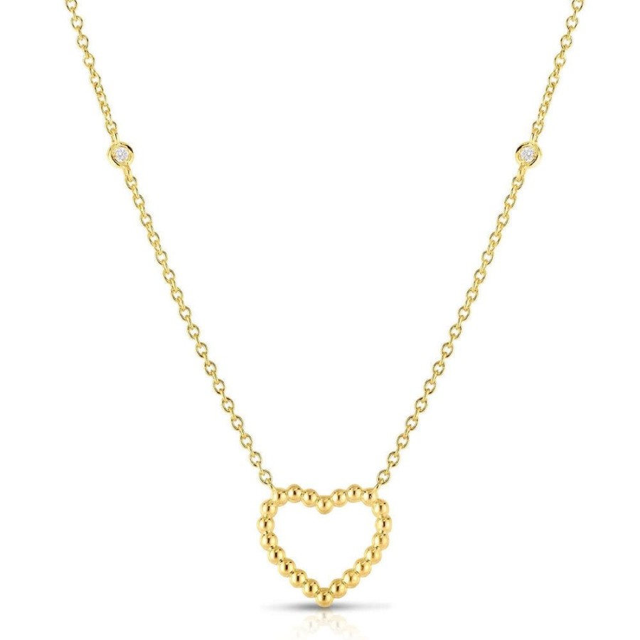 Women Phillip Gavriel | 14K Gold & Diamond Popcorn Heart Necklace