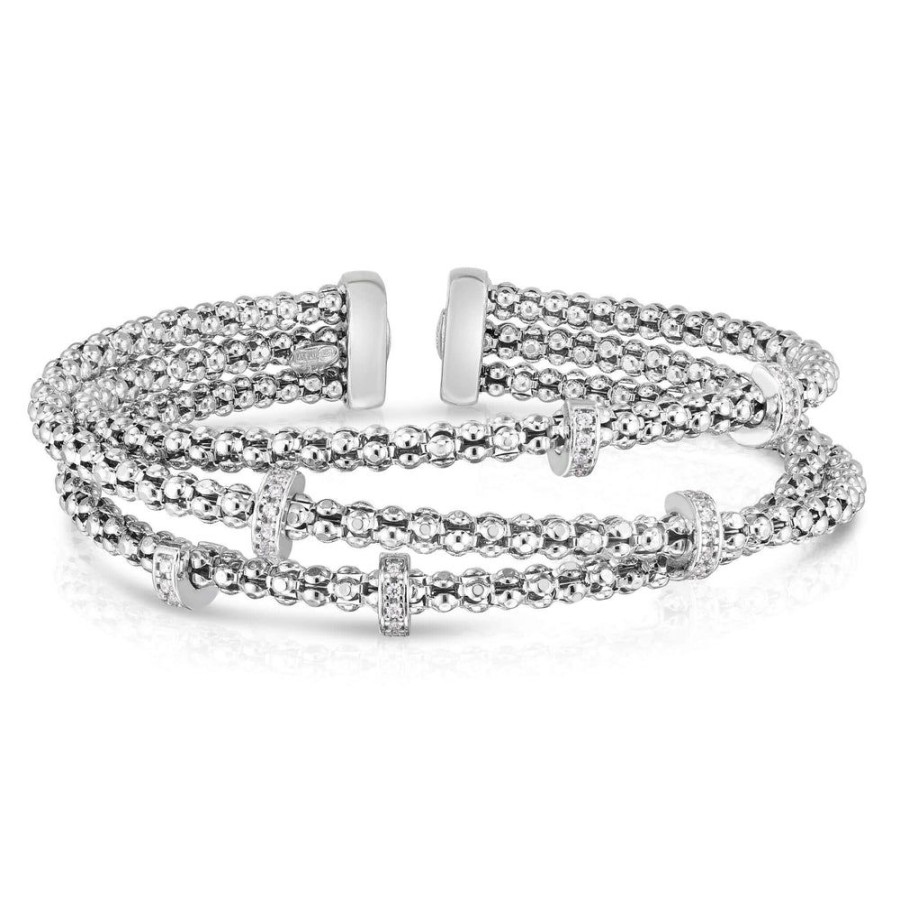 Women Phillip Gavriel | Silver & Diamond Triple Crossover Popcorn Bracelet