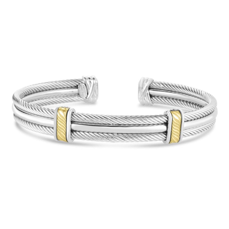 Men Phillip Gavriel | Silver & 18K Gold Cable Cuff Bracelet