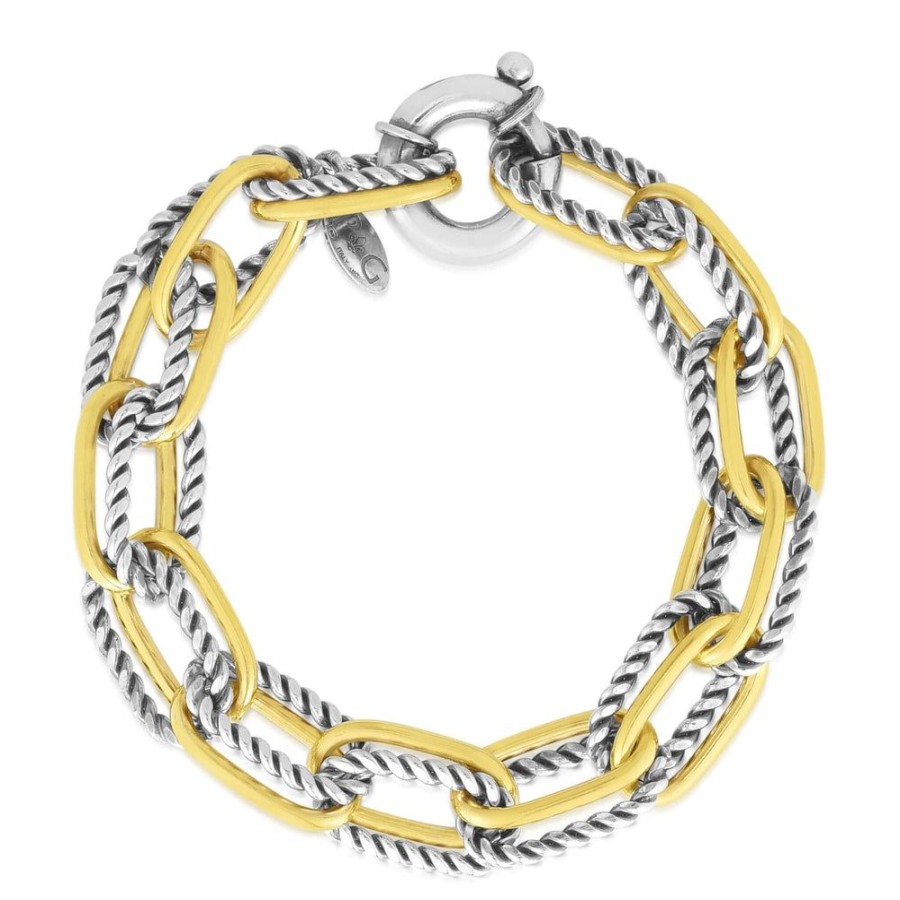 Women Phillip Gavriel | Silver & 18K Gold Double Paperclip Cable Link Bracelet