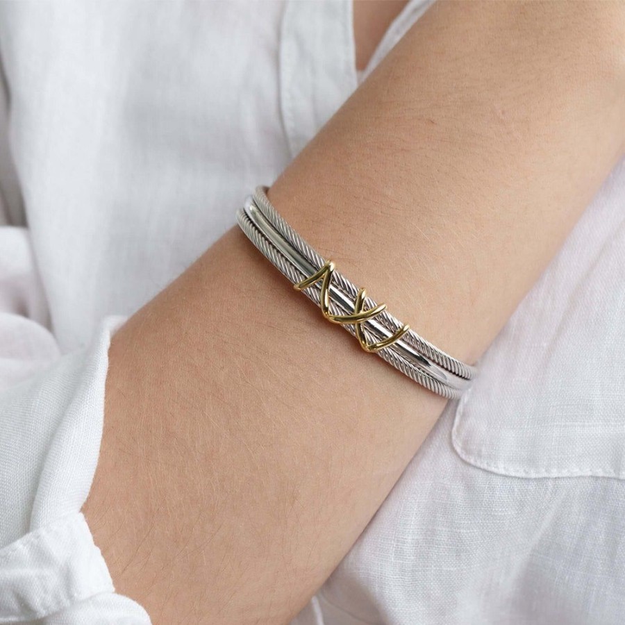 Women Phillip Gavriel | Silver & 18K Gold Cable Bold Filo Bracelet