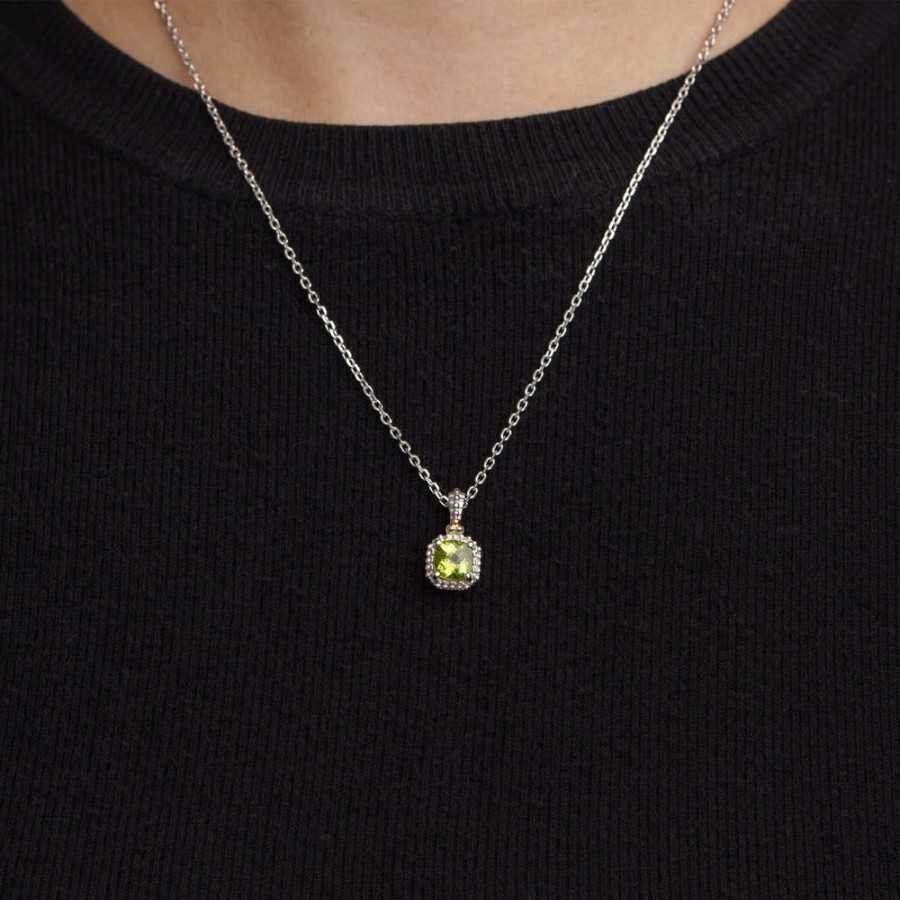 Women Phillip Gavriel | Silver & 18K Mini Cushion Gemstone Necklace