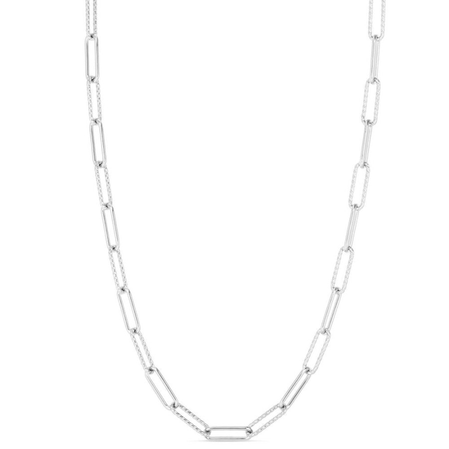 Women Phillip Gavriel | Silver Twisted Cable Paperclip Necklace