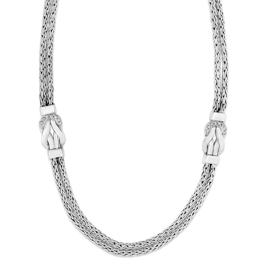 Women Phillip Gavriel | Silver & White Sapphire Hercules Knot Necklace