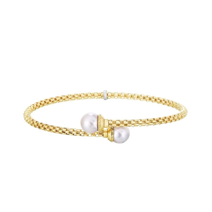 Women Phillip Gavriel | 14K Gold Popcorn Pearl Petite Bypass Bangle