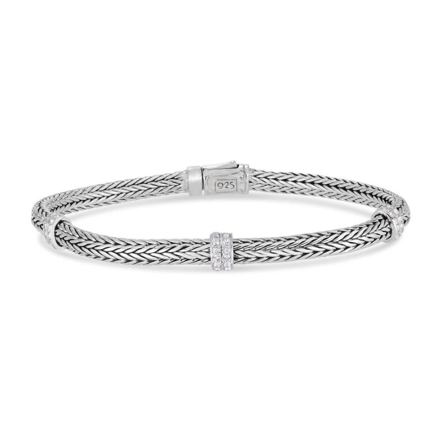 Women Phillip Gavriel | Silver Mini Woven Chain Gemstone Bracelet