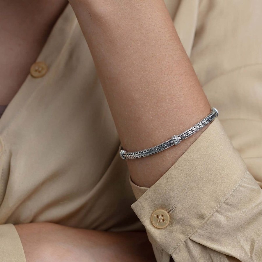 Women Phillip Gavriel | Silver Mini Woven Chain Gemstone Bracelet