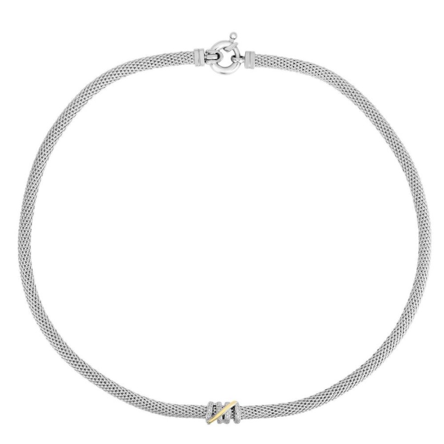 Women Phillip Gavriel | Silver & 18K Gold Small Diamond Tally Popcorn Necklace