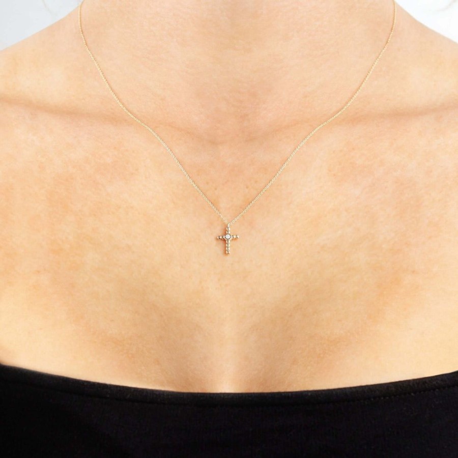 Women Phillip Gavriel | 14K Gold & Diamond Cross Pendant