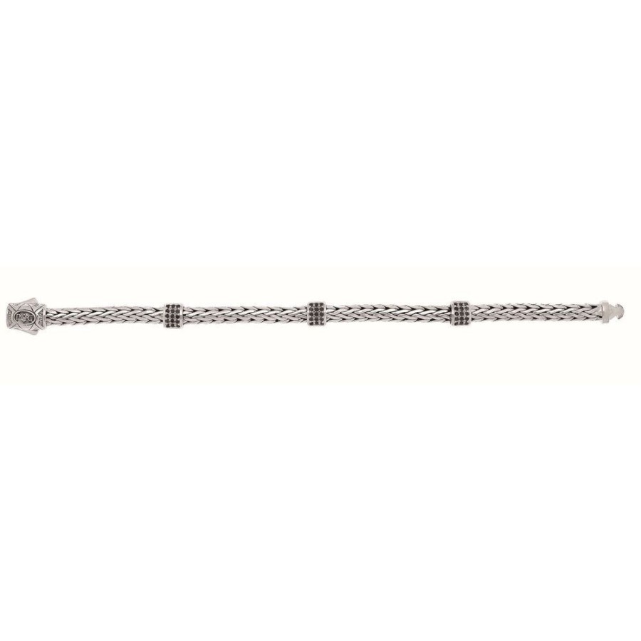 Women Phillip Gavriel | Silver Woven Chain Sapphire Three Station Bracelet