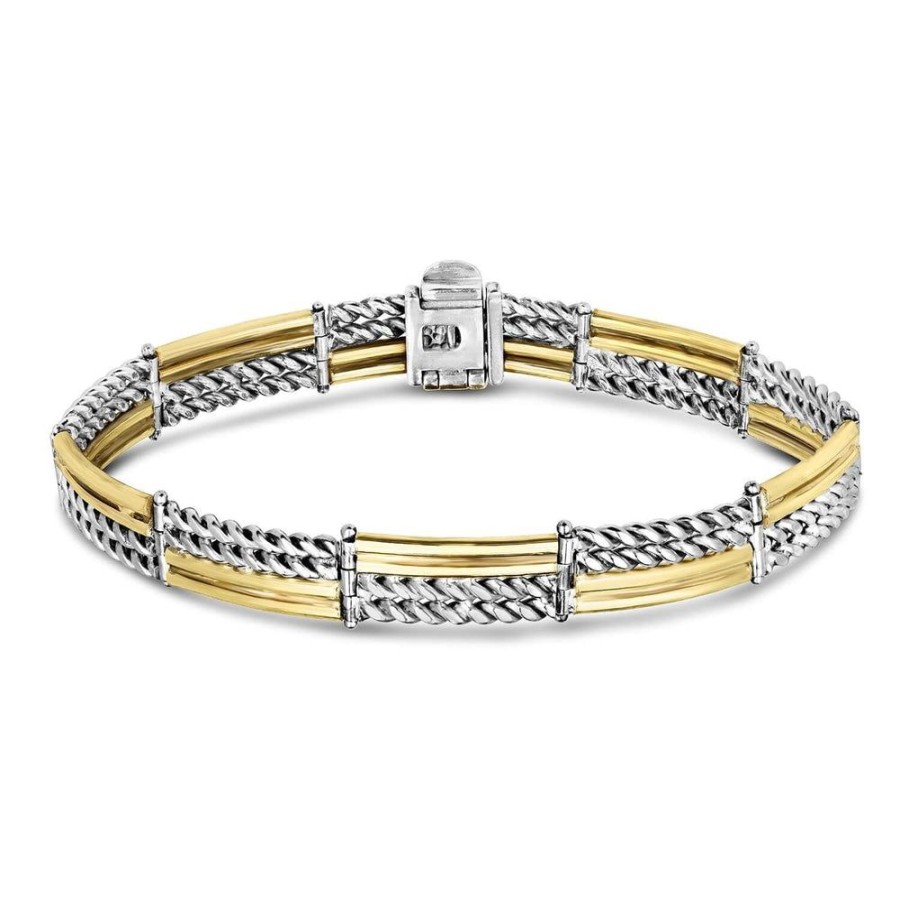 Men Phillip Gavriel | Silver & 18K Gold Polished & Cable Link Bracelet