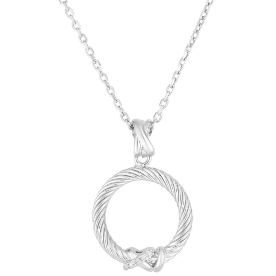 Women Phillip Gavriel | Silver & Diamond Italian Cable Filo Circle Pendant