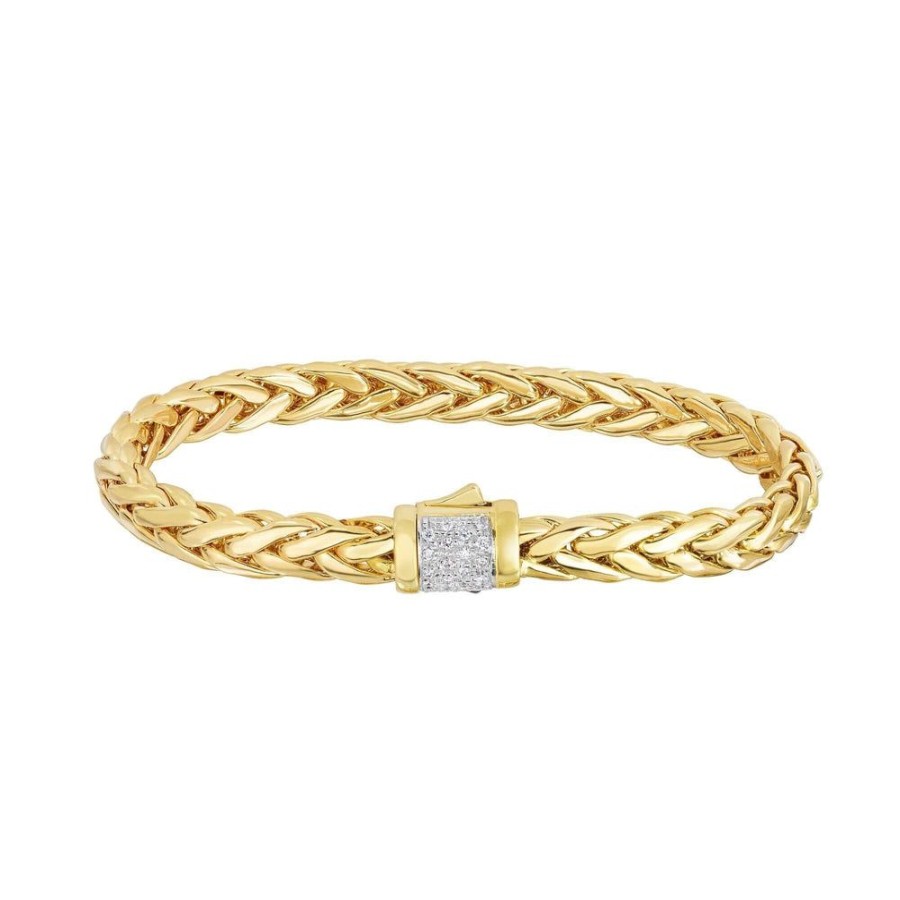 Women Phillip Gavriel | 14K Gold & Diamond 6.25Mm Woven Bracelet