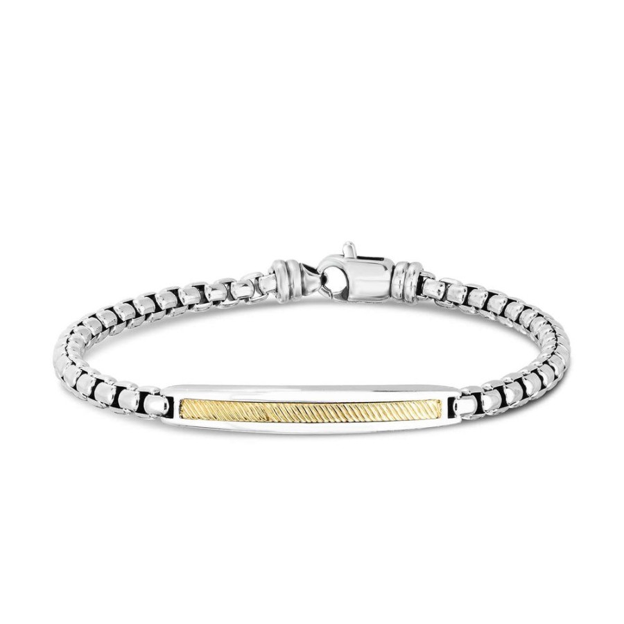 Women Phillip Gavriel | Silver Venetian Box Link Bracelet With 18K Gold