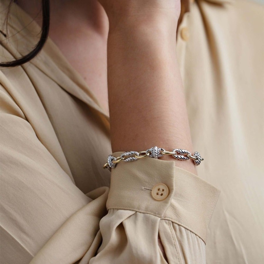 Women Phillip Gavriel | Silver & 18K Gold Victorian Cable Link Bracelet