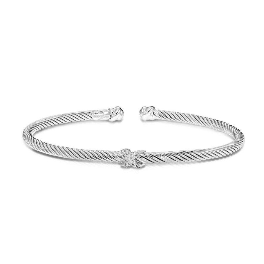 Women Phillip Gavriel | Silver & Diamond Italian Cable 3Mm X Bracelet