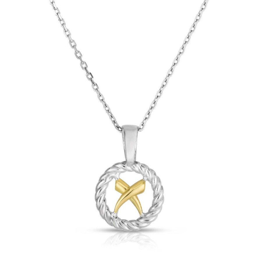 Women Phillip Gavriel | Silver & 18K Gold Mini Cable 'X' Necklace