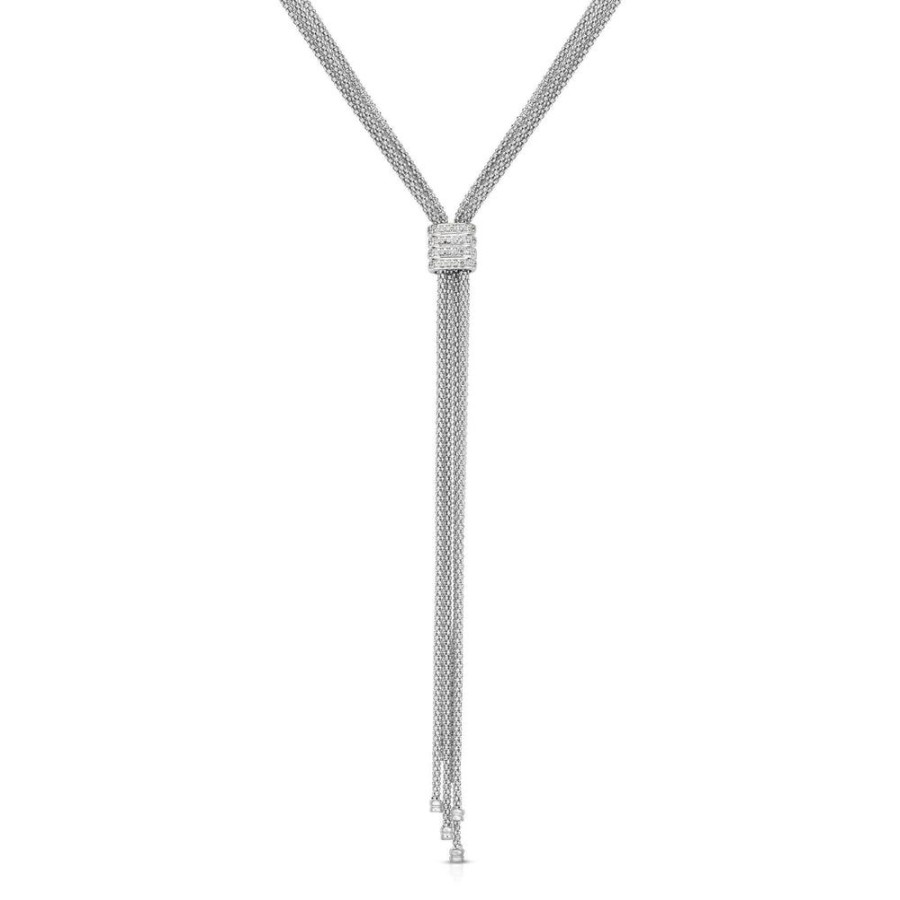 Women Phillip Gavriel | Silver & Diamond Popcorn Multi Strand Tassel Necklace