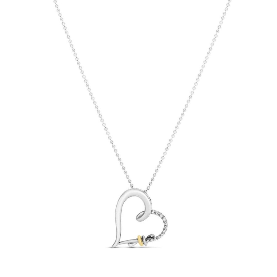 Women Phillip Gavriel | Silver & 18K Gold Open Heart Knot Pendant