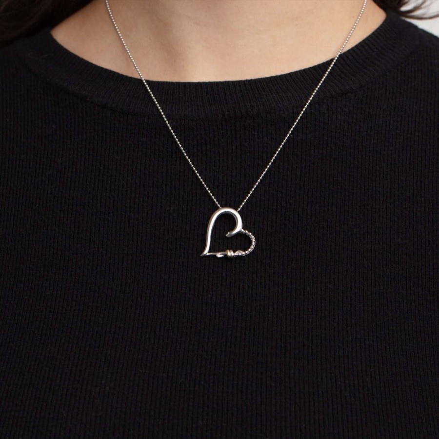 Women Phillip Gavriel | Silver & 18K Gold Open Heart Knot Pendant