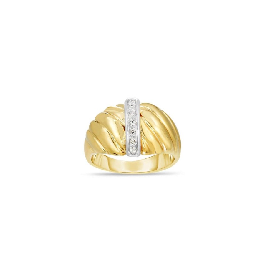 Women Phillip Gavriel | 14K Gold Diamond Cable Sculpted Ring