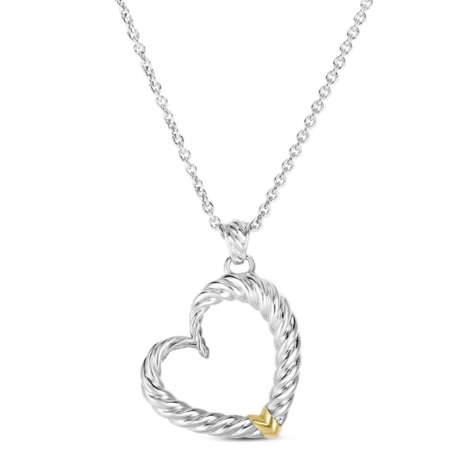 Women Phillip Gavriel | Silver & 18K Gold Grande Cable Heart Necklace