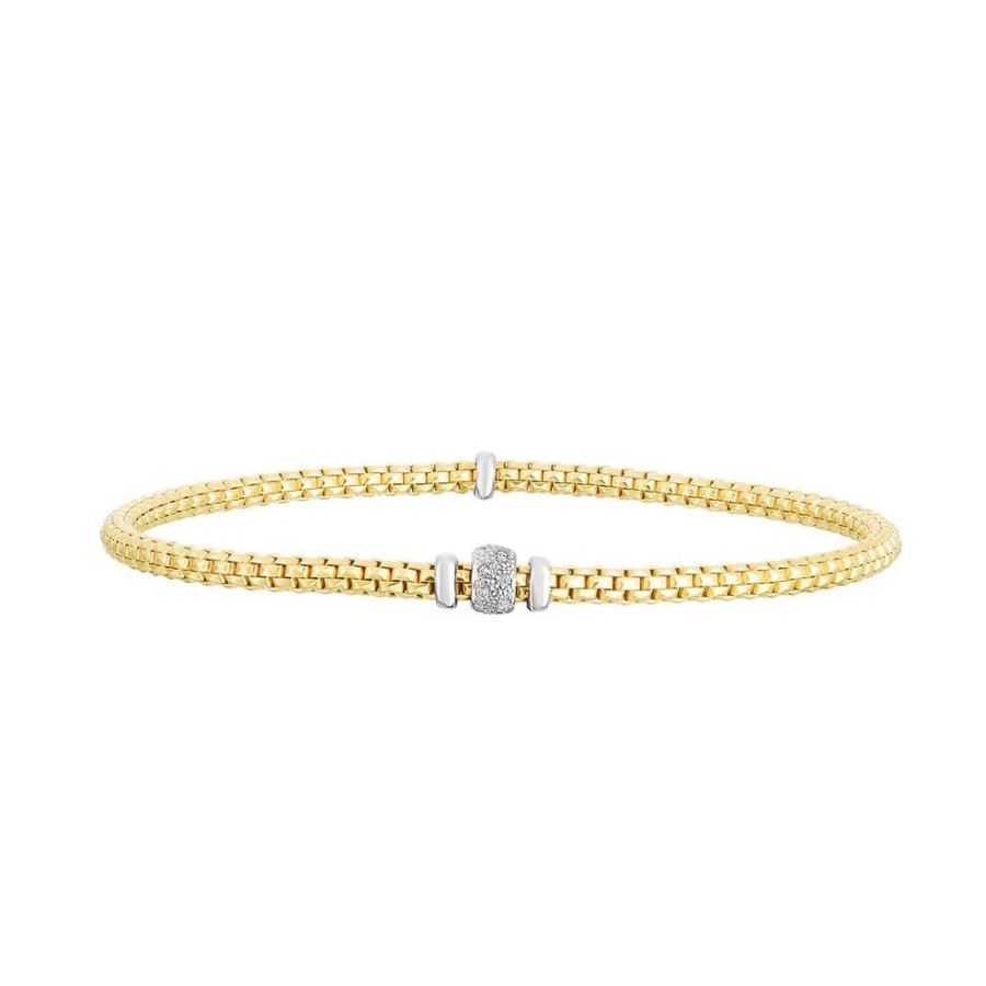 Women Phillip Gavriel | 14K Gold & Diamond Popcorn 2.8Mm Stretch Bracelet