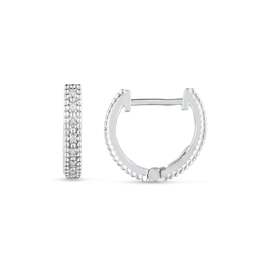 Women Phillip Gavriel | Silver & Diamond Popcorn Glamour Huggie Earrings