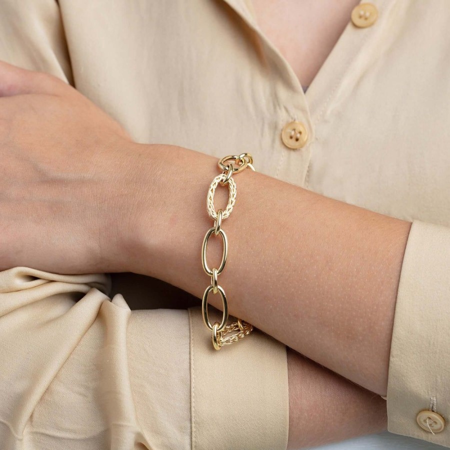 Women Phillip Gavriel | 14K Gold Woven Oval Link Chain Bracelet